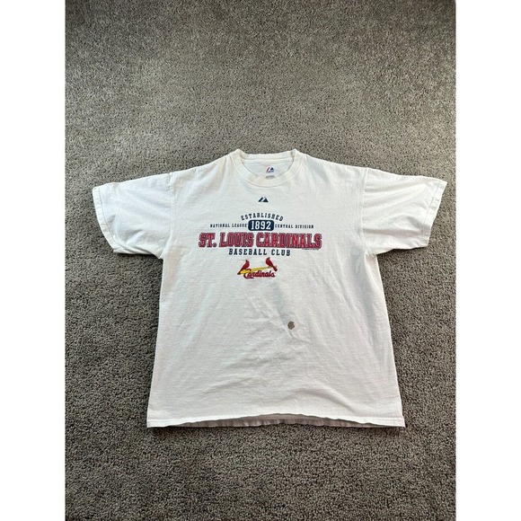 St Louis Cardinals Shirt Mens Extra Large White Short Sleeve MLB Baseball FLAW - Picture 1 of 14